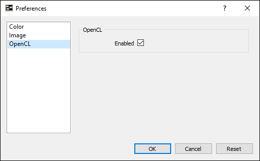 Image Window OpenCL Preferences